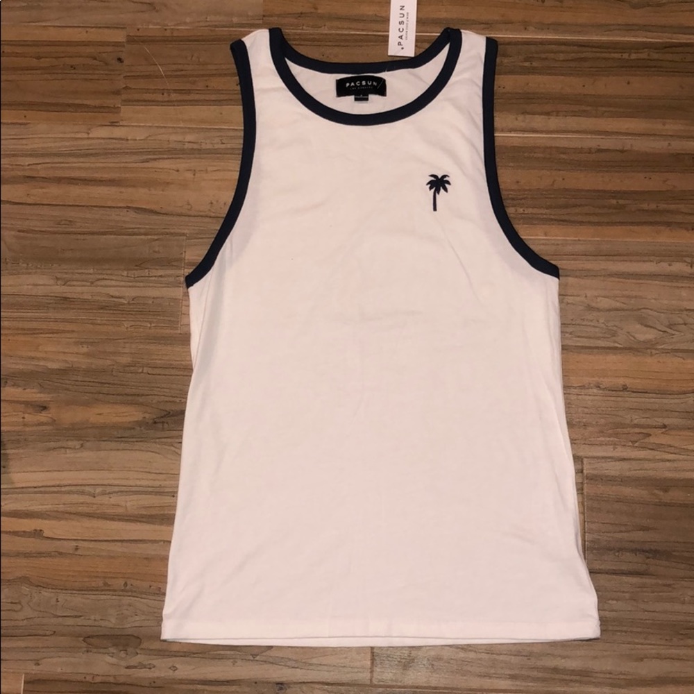 Pacsun Mens Palm Tree White Tank Top size S